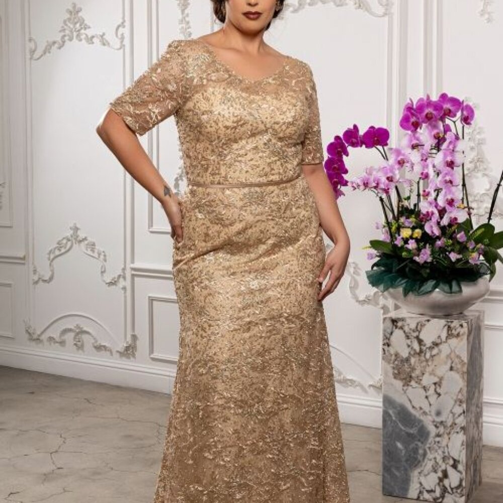 PLUS SIZE FORMAL MOTHER OF THE BRIDE DRESS. WEDDING GUEST SAGE GOLD NAVY PINK - Picture 1 of 8
